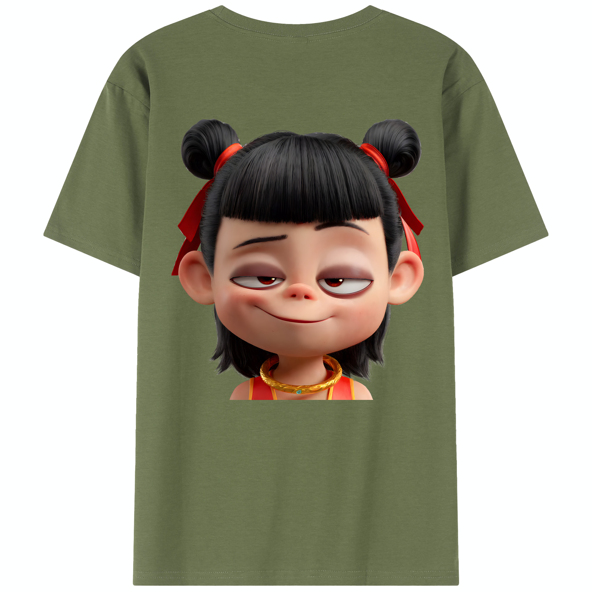 （画像用） Ne Zha 2 ナタ 魔童の大暴れ 綿100％半袖Tシャツ（背面プリント）